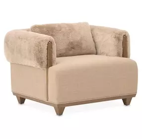 Portrait Toffee Upholstered Accent Chair with Pillow