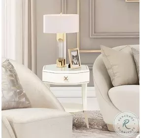 La Rachelle Medium Champagne And Cream Octagonal End Table
