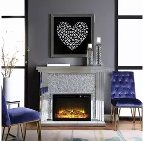 Noralie Silver 40" High Rectangular Electric Fireplace