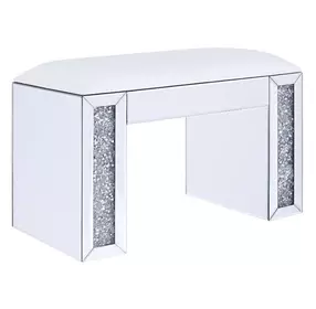 Noralie White Upholstered Vanity Stool