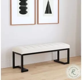 Mesa Vanilla Boucle Tufted Accent Bench