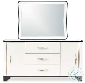 Tuxedo Black And White Piano Keyboard Sideboard with Mirror