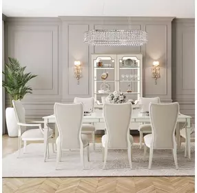La Marisia Creamy Pearl 100" Extendable Rectangular Dining Table