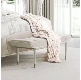 La Marisia Tranquil and Creamy Pearl 61" Accent Bench