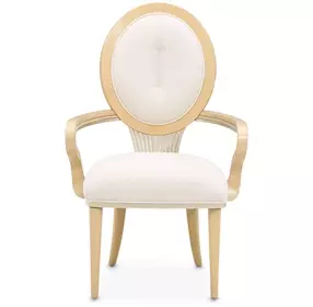 Camellia Field Cornsilk Upholstered Dining Arm Chair Set of 2