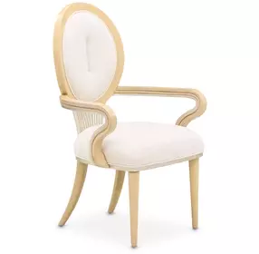 Camellia Field Cornsilk Upholstered Dining Arm Chair Set of 2