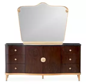 Camellia Field Warm Pecan Dresser with Mirror