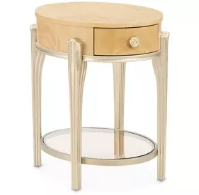 Camellia Field Caramel Oval End Table with Drawer