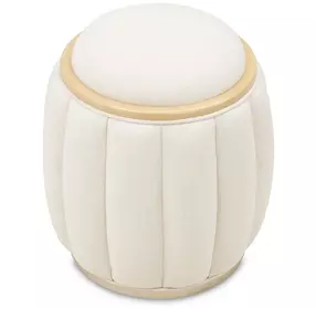 Camellia Field Cornsilk Upholstered Round Bench