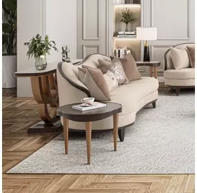Camellia Field Linen and Warm Pecan Chenille 94" Sofa