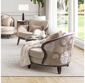 Camellia Field Warm Pecan and Porcini Matching Chair
