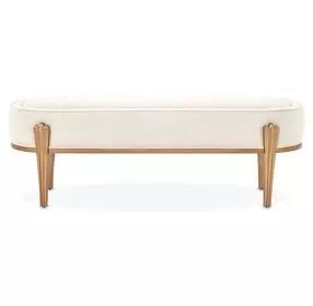 Camellia Field Linen and Antique Gold 56" Accent Bench