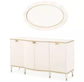 La Terrazza Creamy Pearl 4 Door Sideboard with Mirror