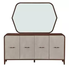 Houston Walnut 4 Door Sideboard with Mirror