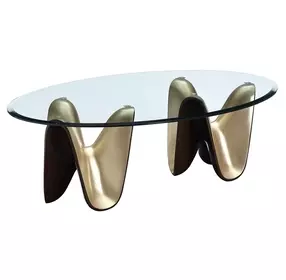 Houston Brushed Gold Oval Glass Top Cocktail Table