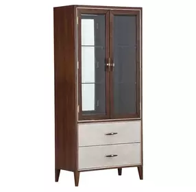 Houston Walnut 2 Drawer Display Cabinet with LED Lighting