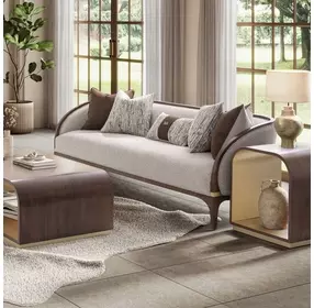Houston Pebble and Walnut 92" Sofa