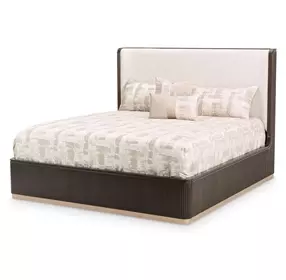 West Kensington Buff and Medium Espresso Upholstered Platform Bedroom Set