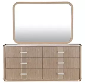 West Kensington Sea Salt Caramel 6 Drawer Dresser with Mirror and LED