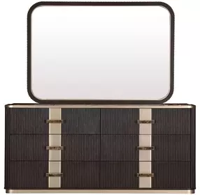 West Kensington Medium Espresso 6 Drawer Dresser with Mirror and LED