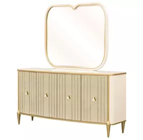 Scotts Square Light Champagne 4 Door Sideboard with Wall Mirror