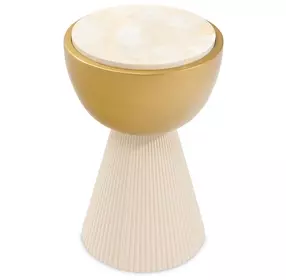 Scotts Square Light Champagne and Gold Round Stone Top Chairside Table