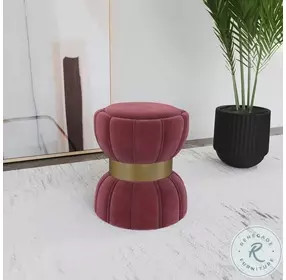 Sora Berry Velvet Round Ottoman