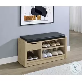 Arrington Black Cushion And White Oak Storage Bench
