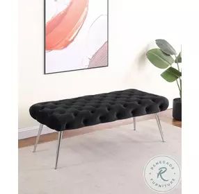 Ella Black Upholstered Tufted Bench