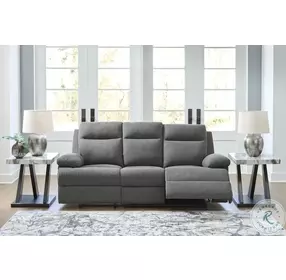 Tarrant Charcoal Reclining Sofa with Drop Down Table