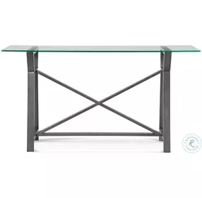Ross Pewter Glass Top Rectangular Console Table