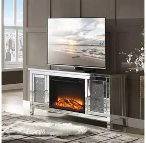 Noralie Silver 59" TV Stand with Fireplace