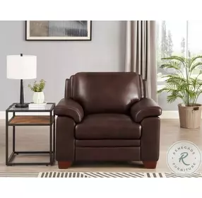 Ironvale Chestnut Leather Upholstered Accent Chair
