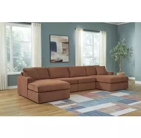 Modmax Spice Performance Fabric 4 Piece Modular Double Storage Chaise Sectional