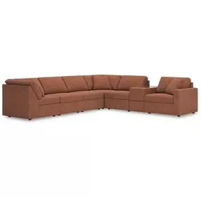 Modmax Spice Performance Fabric 7 Piece Modular Sectional with Storage Console and RAF Corner Chair