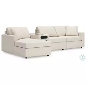 Modmax Oyster 4-Piece Performance Fabric Modular Sectional with LAF Chaise and Audio Console