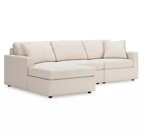 Modmax Oyster Performance Fabric 3 Piece Modular Sectional with LAF Storage Chaise