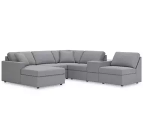 Modmax Granite Performance Fabric 6 Piece Modular Sectional with LAF Chaise and Storage Console