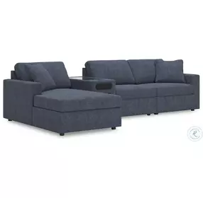 Modmax Ink 4-Piece Performance Fabric Modular Sectional with LAF Chaise and Audio Console