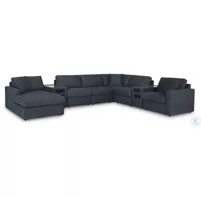 Modmax Ink 8-Piece Performance Fabric Modular Sectional with LAF Chaise and Audio Consoles