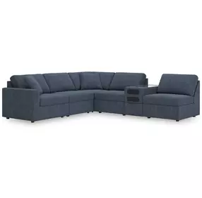 Modmax Ink Performance Fabric 6 Piece Modular Sectional with Audio Console