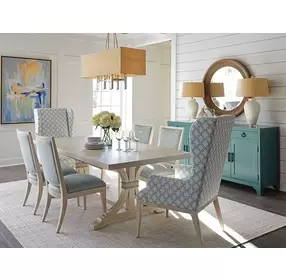 Seacliff Blue Upholstered Host Wing Chair