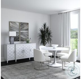 Dunham White Marble Top Round Dining Table