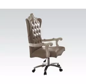 Versailles Vintage Gray Upholstered Executive Office Chair with Nailhead Trim