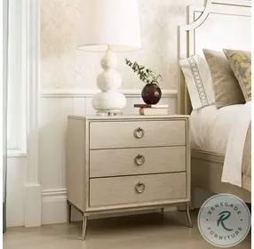 Whitmore Winona Alabaster And Brassy Champagne Bedside Nightstand