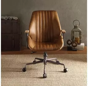 Hamilton Coffee Leather Upholstered Swivel Office Chair