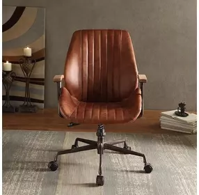 Hamilton Cocoa Leather Upholstered Swivel Office Chair