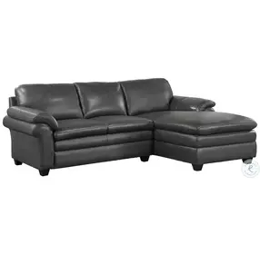 Exton Gray Leather 2 Piece RAF Sectional