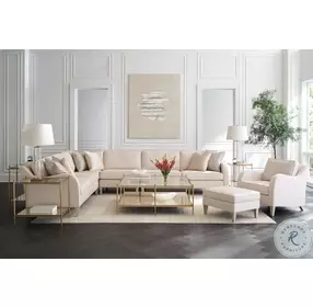 Victoria Creme Performance Fabric Ottoman