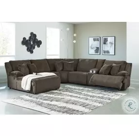 Top Tier Chocolate 6 Piece Reclining Sectional with LAF Chaise
